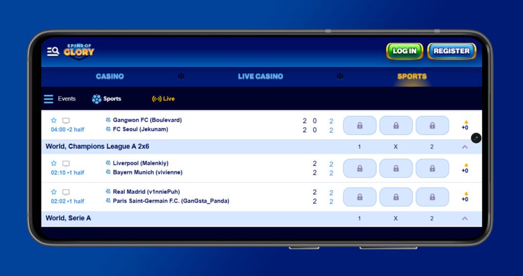 sportsbook spins of glory casino